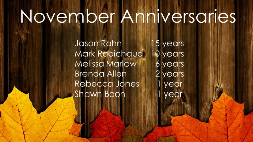 November 2018 Celebrations
